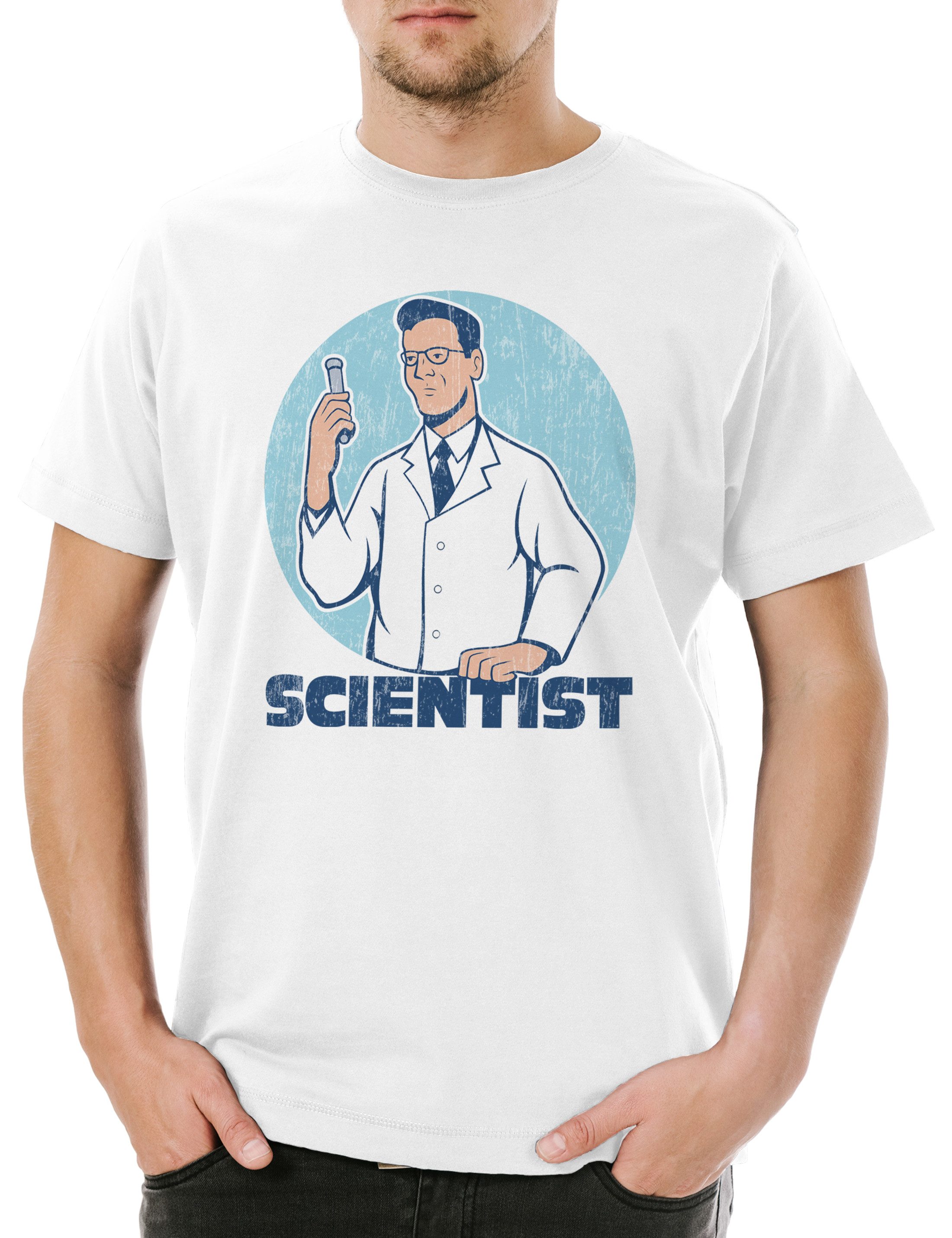 Print-Shirt Urban Backwoods Scientist IV Herren T-Shirt Weiß Größe S