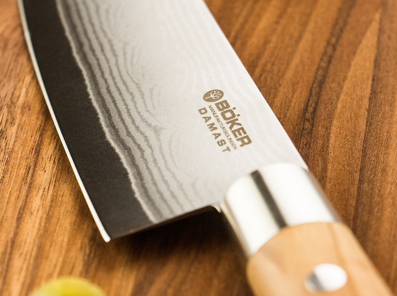 Böker Universalmesser Böker Damast Olive Messerset Trio inkl.Geschirrtuch