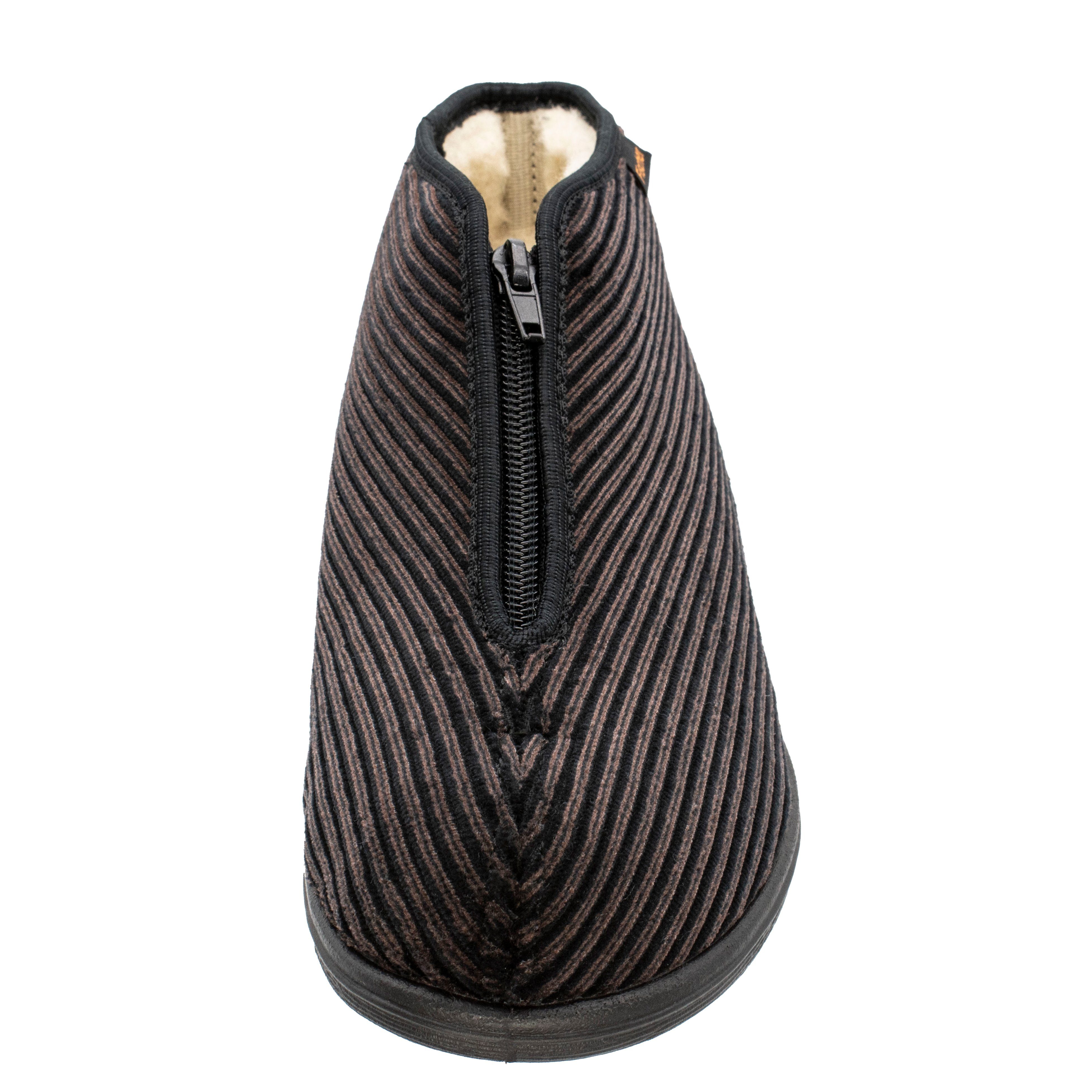 Fischer-Markenschuh Frank Hausschuh aus Cordsamt, mit Schurwolle, mit Reißverschluss