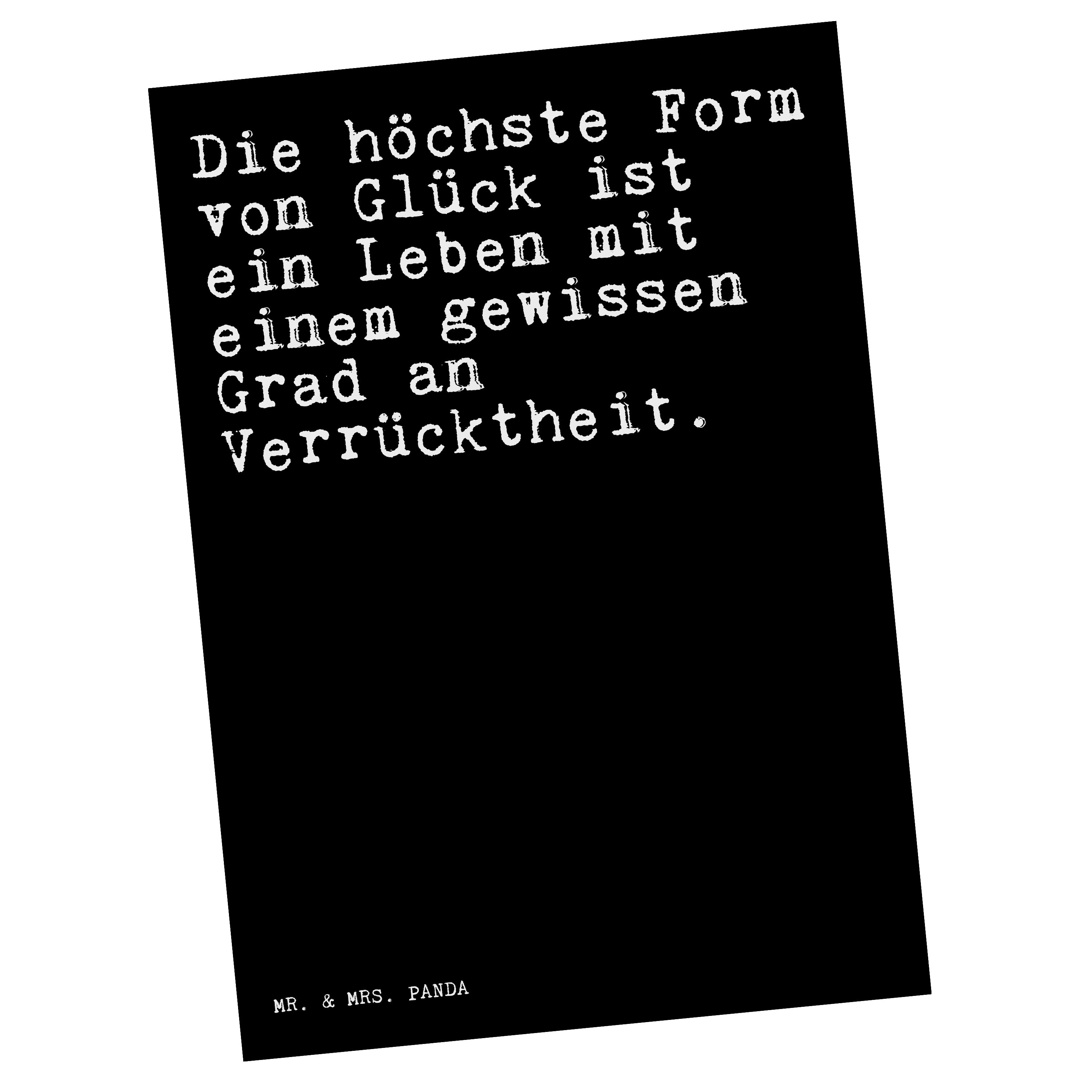Mr. & Mrs. Panda Postkarte Die höchste Form von... - Schwarz - Geschenk, lustig, Dankeskarte, Sp