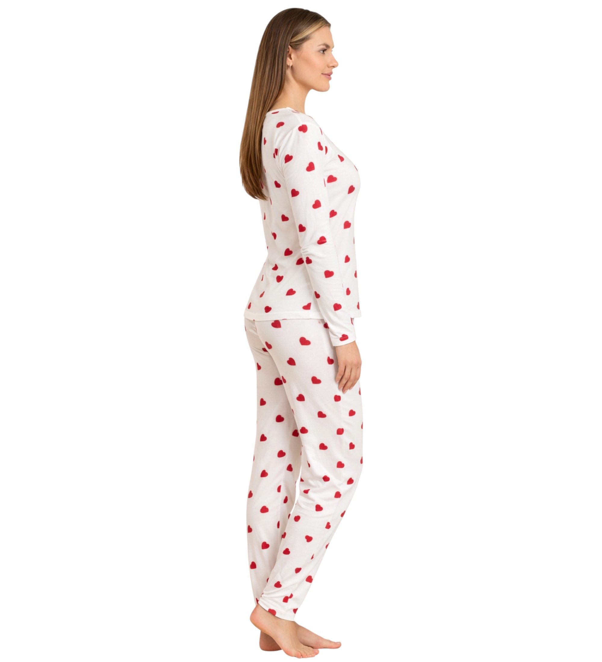 fashionshowcase Pyjama Damen Schlafanzug Set 2-teilig mit Herzmuster – Bequ günstig online kaufen