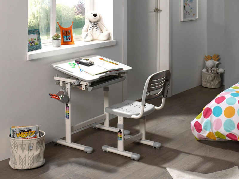 Vipack Kinderschreibtisch »Comfortline« (Set, mit Stuhl), Schülerschreibtsich, ergenomisch höhenverstellbar, mit Stauraumfach