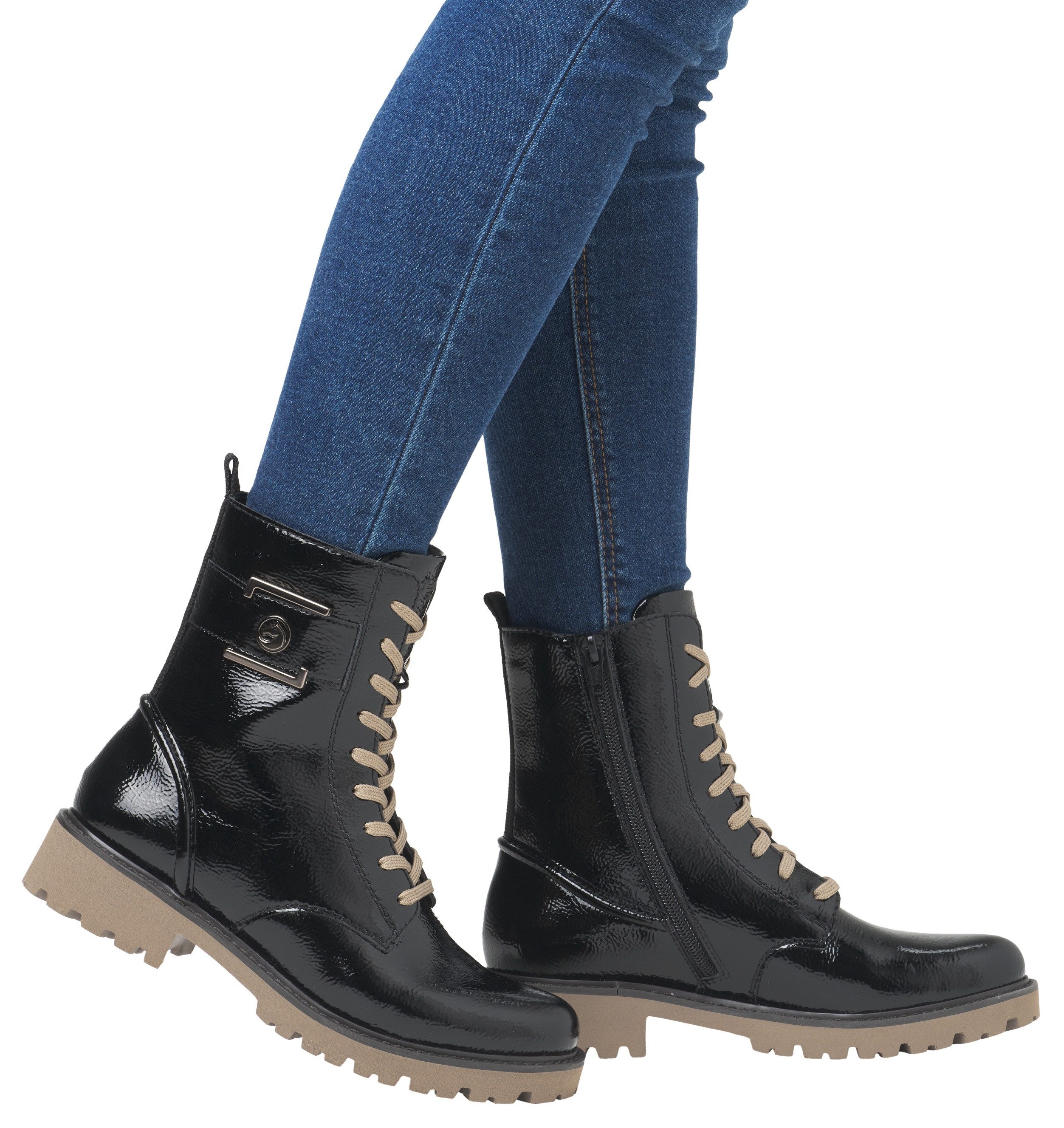 Remonte Elisabeth Hurley-Collection Schnürstiefelette, Blockabsatz, Schnürs günstig online kaufen
