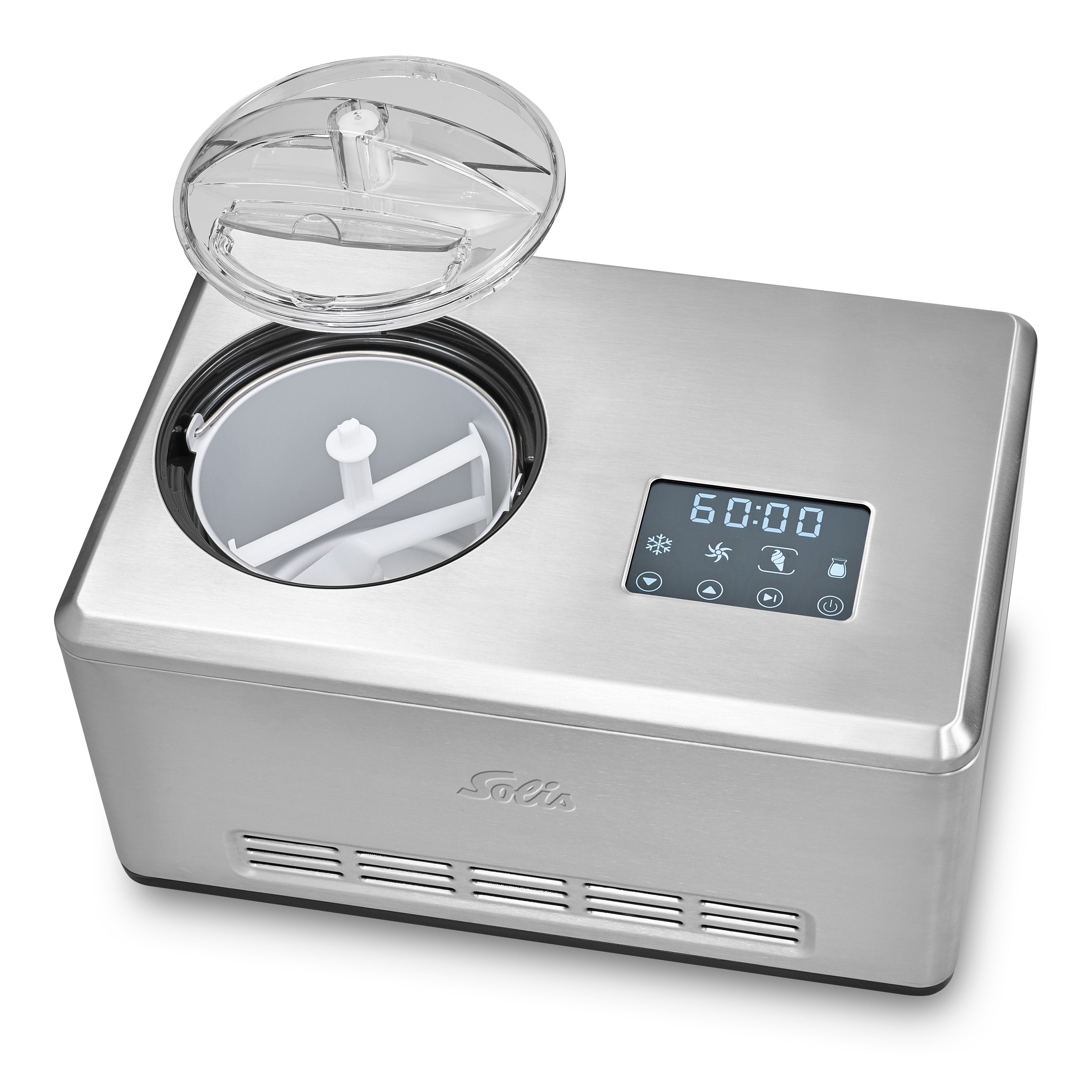 SOLIS OF SWITZERLAND Eismaschine Gelateria Pro Touch, Typ 8502, 2 l, 200 W, Frozen Joghurt 2 L, Touchscreen, Timer, BPA-frei