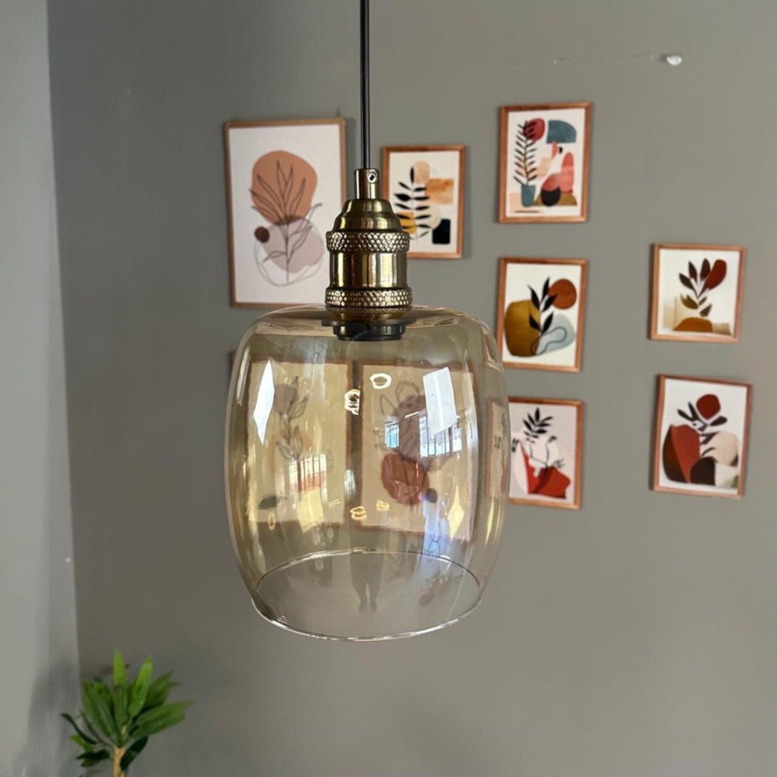 Bamyum Pendelleuchte Pendelleuchte Pearl Glas Ø16cm, Retro Hängelampe, ohne Leuchtmittel