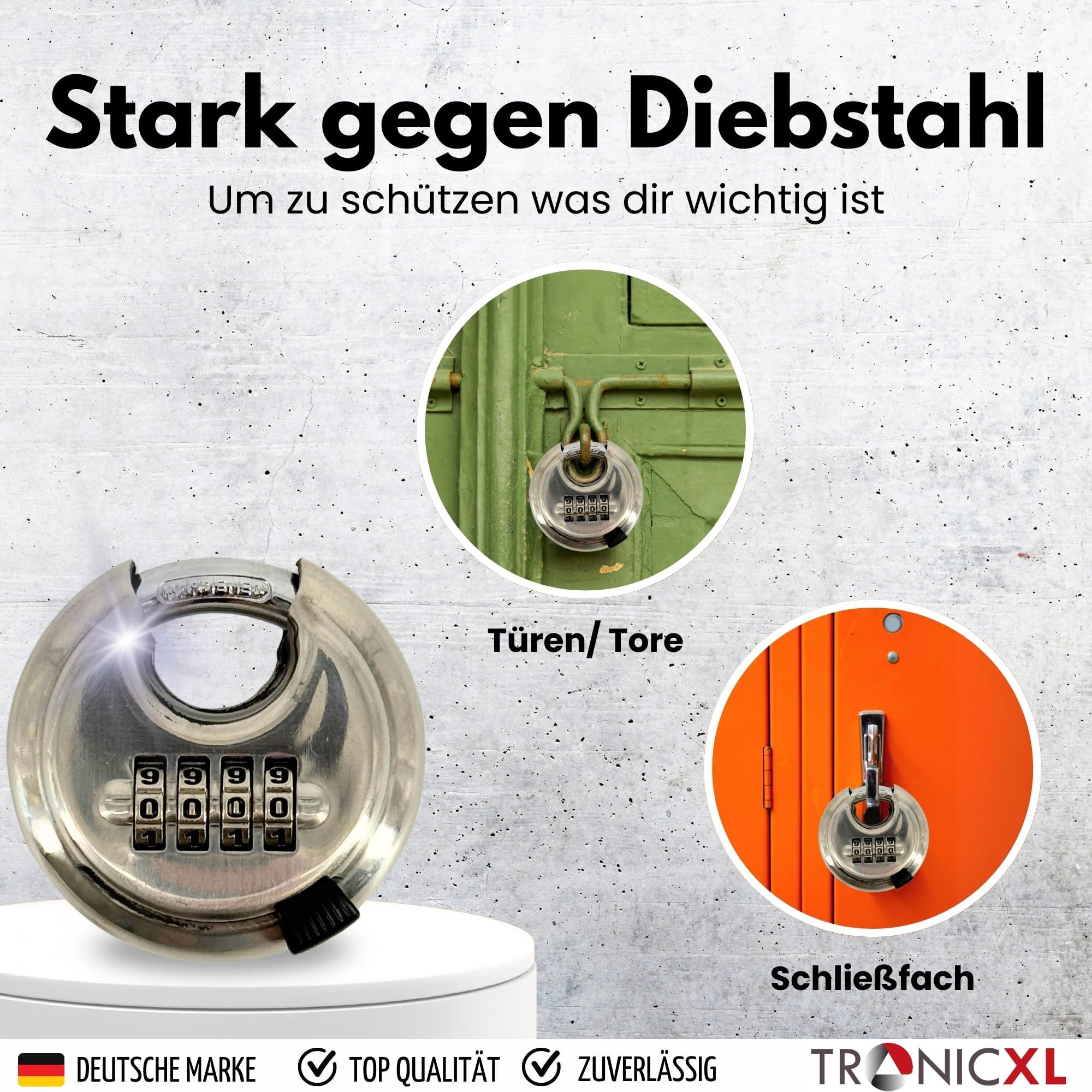 TronicXL Vorhängeschloss 3x Rundbügelschloss Set Vorhängeschloss Schloss Ringbügelschloss, keller Anhänger Diebstahlsicherung