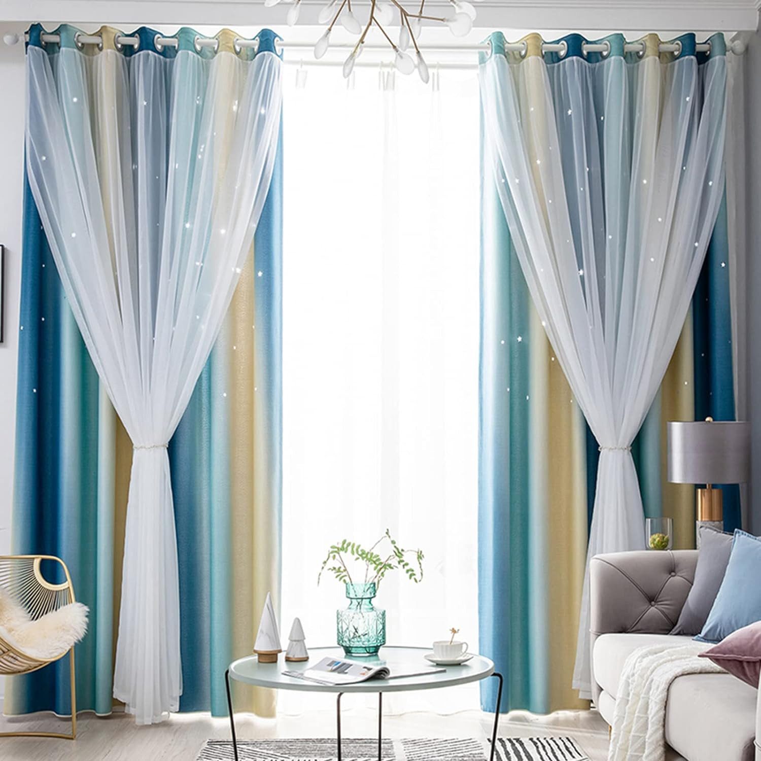 BYSURE Verdunkelungsvorhang Sterne geschnittene Vorhänge für Schlafzimmer ( günstig online kaufen