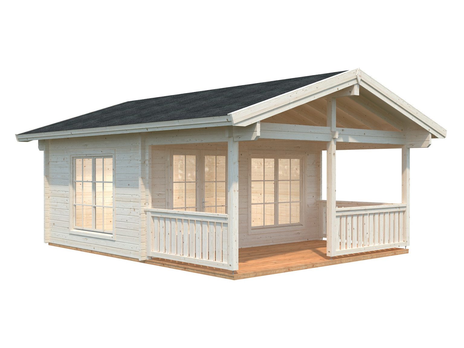 Palmako Gartenhaus Palmako Ferienhaus Agneta, 18,8 + 12,5 m², 70 mm, 520 x 650 cm, ohne Behandlung