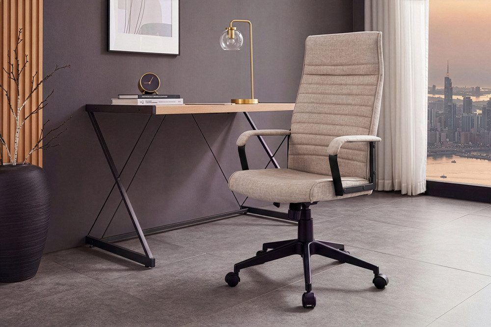 riess-ambiente Bürostuhl LAZIO taupe/schwarz - Samt, Metall, drehbar, höhenverstellbar, Gaming (Einzelartikel, 1 St), Moderner Gamingstuhl auf Rollen - ideal für Schlaf- und Arbeitszimmer