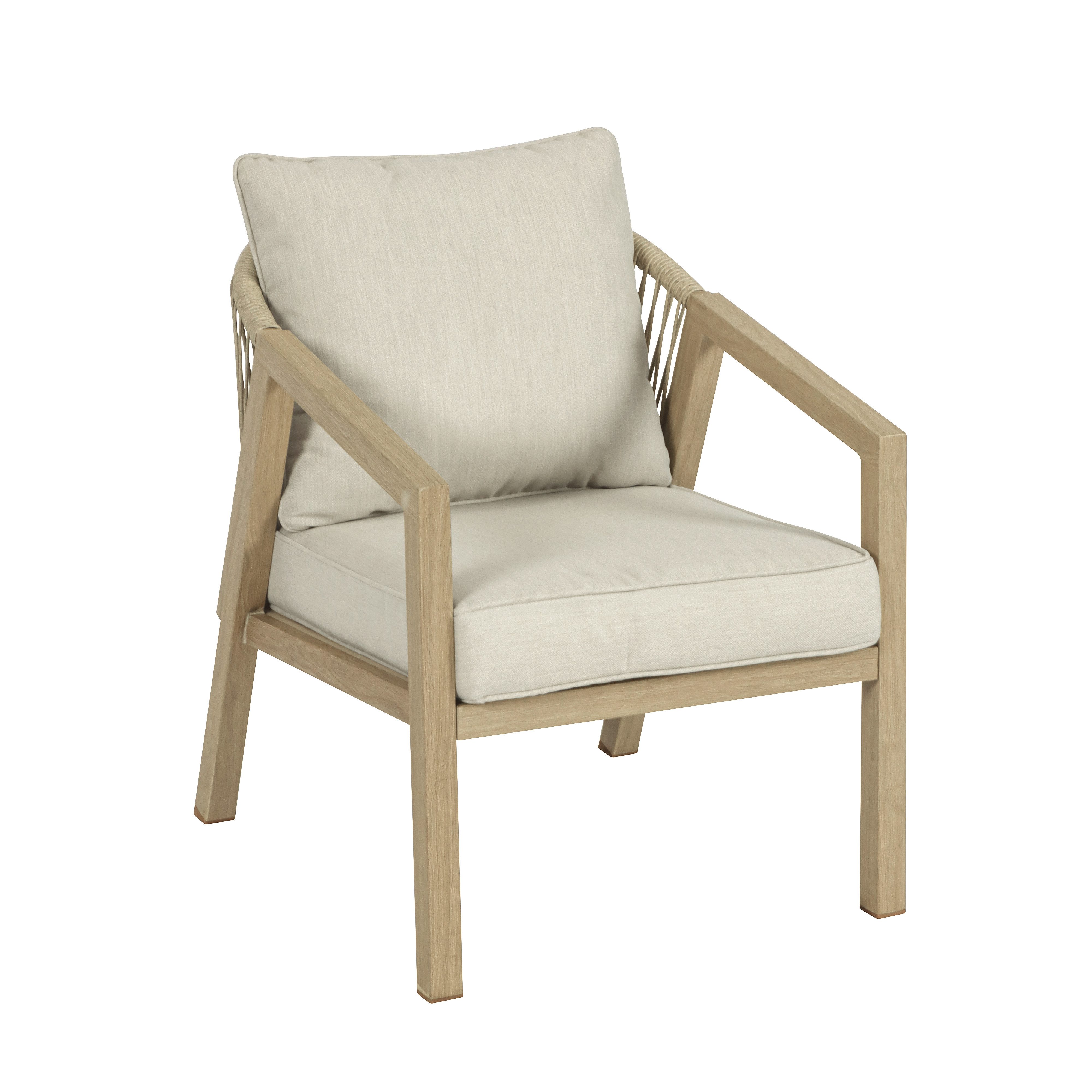 Koll Living Gartenlounge-Set 'Amber' in Beige, aus Stahl in natürlicher Holzoptik, wartungsfrei, (2x Gartensessel, 2-tlg., pulverbeschichteter Stahl in Holzopti – Bild 2 von 5