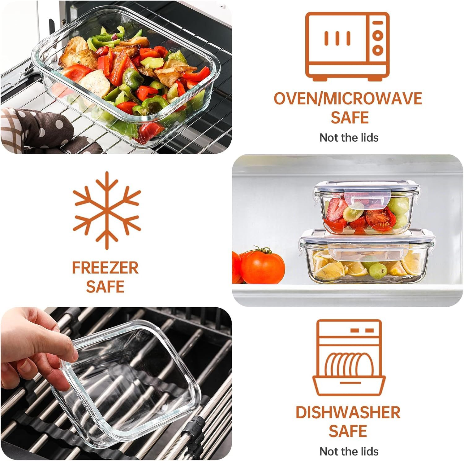 Refined Living Frischhaltedose 8er Glas Frischhaltedosen mit Deckel,Meal Prep Boxen,Lunchbox,BPA-frei, Borosilikatglas + BPA-freie Kunststoffdeckel mit Silikonring, (8 Größen im Set, Grau, Glasbehälter mit Deckel, Vorratsdosen Glas, Lunchbox Glas, Glas Aufbewahrungsdosen, Mikrowellengeeignete Glasbehälter, Meal Prep Boxen für Lebensmittel, für Büro, Schule, Picknick & Reste, Hochwertiges Borosilikatglas, luftdicht, 8-tlg., auslaufsicher,stapelbar,Mikrowellengeeignet,Ofen- & Gefrierschrankfest), für Meal Prep,Lunch to go, Resteverwertung, Babynahrung,Suppen & mehr.