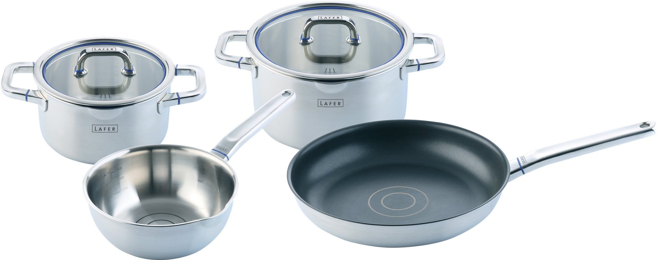 Johann Lafer Topf-Set Lafer, Edelstahl 18/10 (Set, 6-tlg., je 1x Fleischtopf Ø 20/24 cm, 1 Sauteuse Ø 20 cm, 1 Bratpfanne Ø 28 cm), Induktion