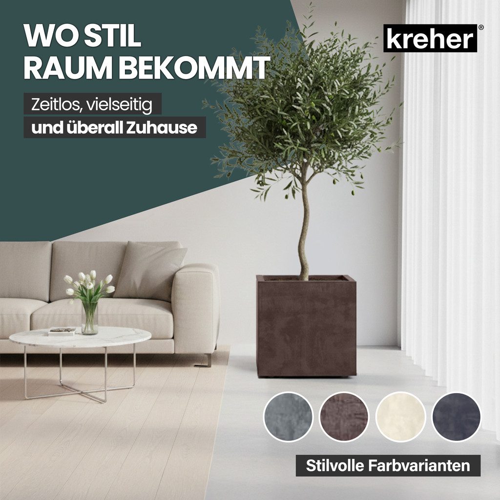 Kreher Pflanzkübel 'Millennium' aus Kunststoff 80 Liter, eckig, 2 Stück (Farbe wählbar)