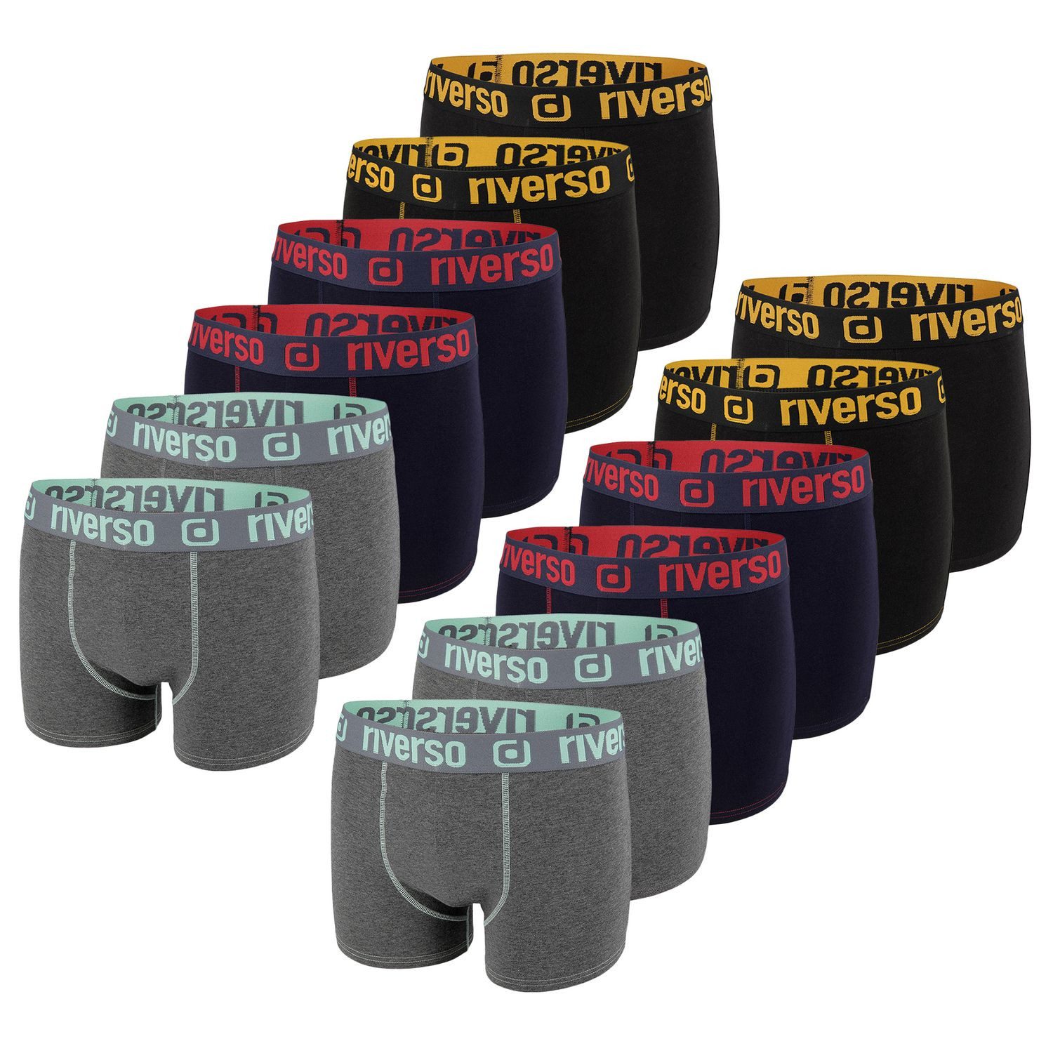riverso Boxershorts Herren Retroshorts RIVOle Unterhosen (Vorteilspack, 12-St) Basic Boxer mit Stretch