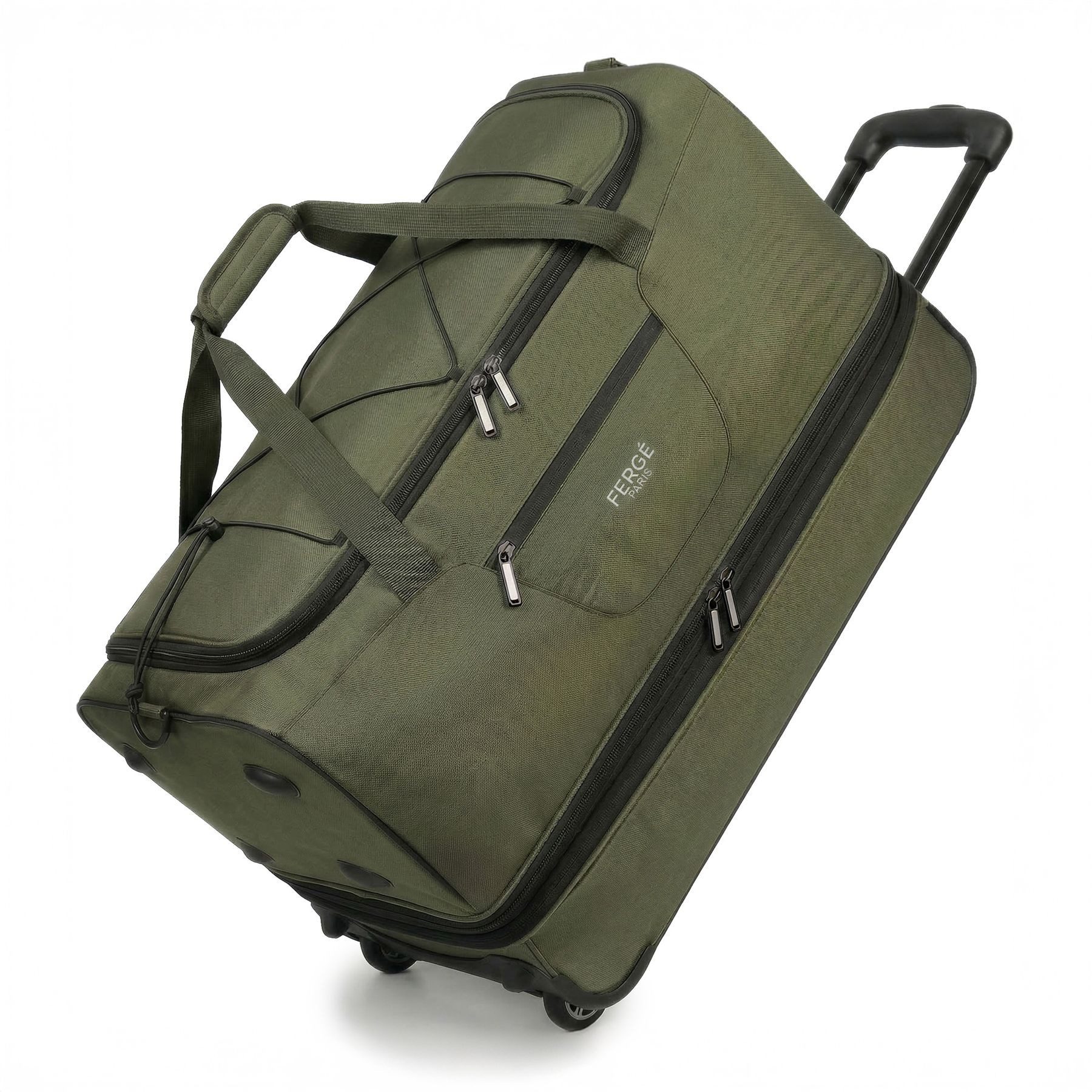 FERGÉ Reisetasche mit Rollen & extra Schuhfach, groß, Handgepäck, Tragetasche aus Nylon, Erweiterbare Reisetasche, Handgepäck / XL, Schuhfach & Außenfächer
