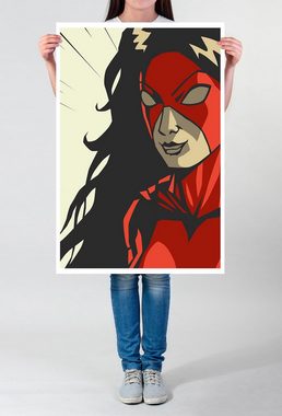 Sinus Art Poster Superheldin mit roter Maske im Comic Stil 60x90cm Poster
