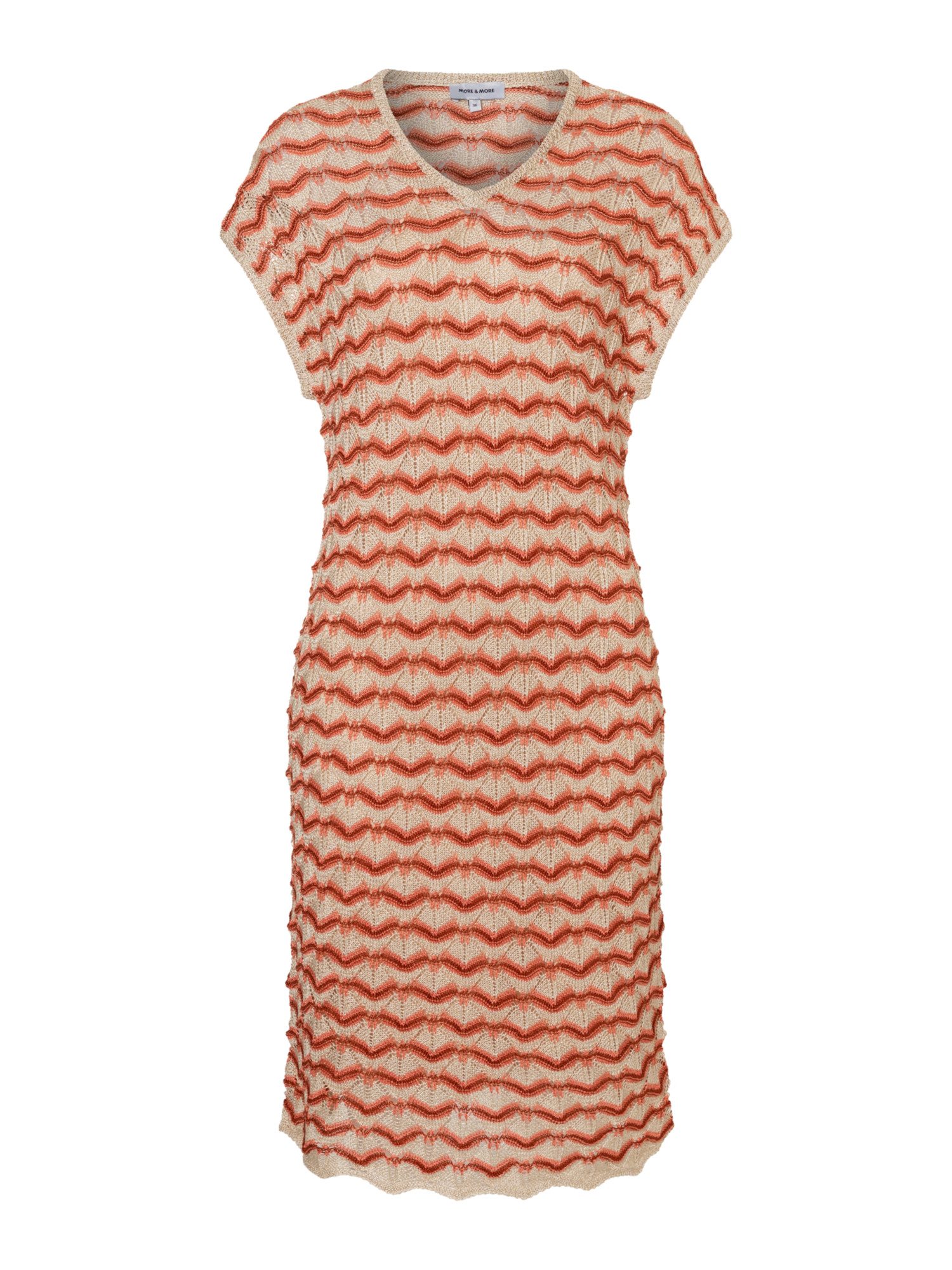 MORE&MORE A-Linien-Kleid feines, Ajour-Strickkleid, Wellenoptik