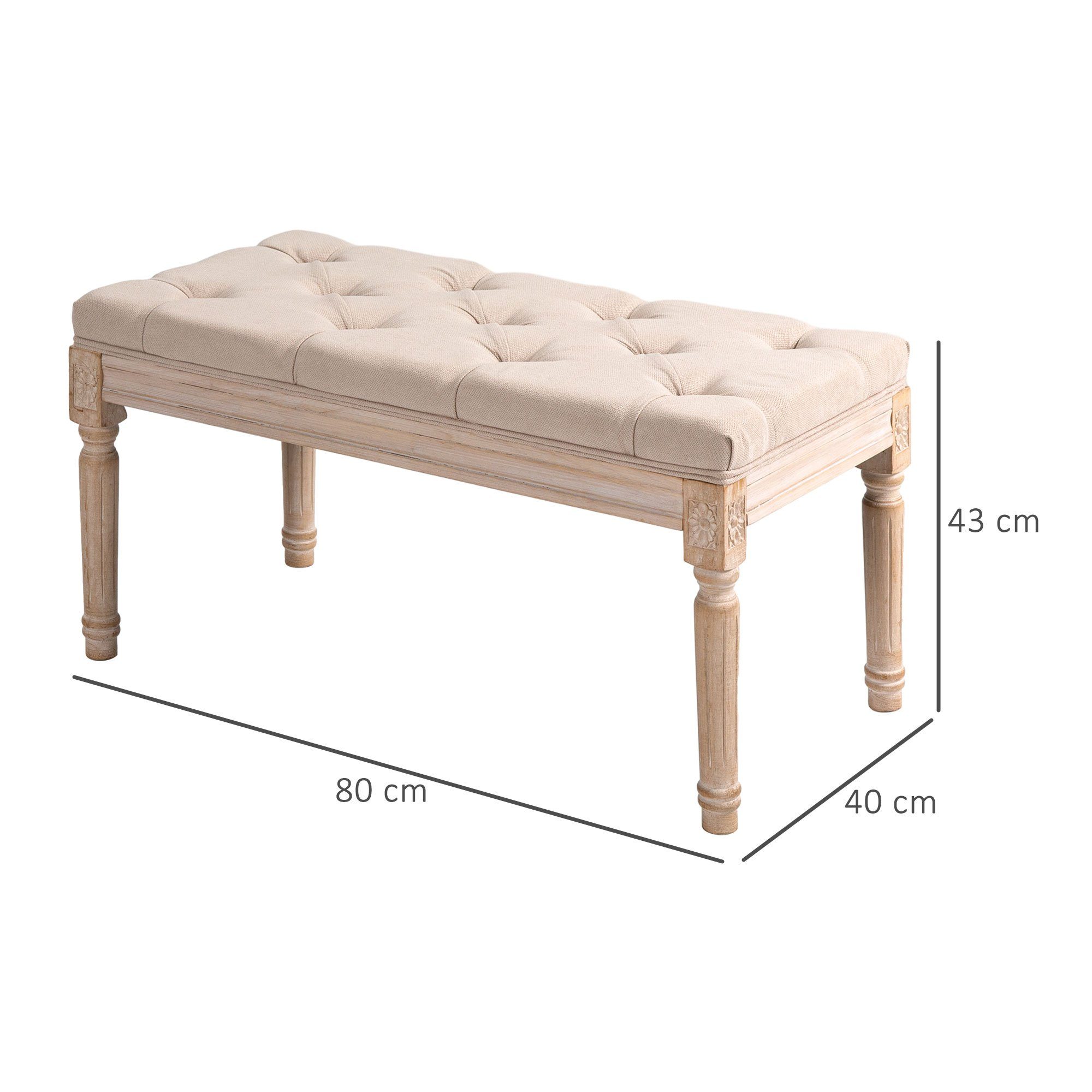 HOMCOM Polsterbank Flurbank mit Knöpfen (Bettbank, 1-St., Sitzbank), Beige 80 x 40 x 43cm
