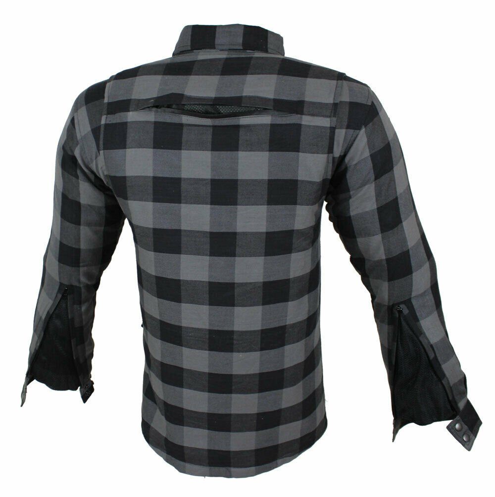 Alpha Speeds Motorradjacke Motorradhemd Flanell-Holzfäller KEV ARAMID Lumber Biker Hemd Grau (Wasserdicht & Winddicht & Atmungsaktiv + Belüftungstaschen) All Se – Bild 5 von 5