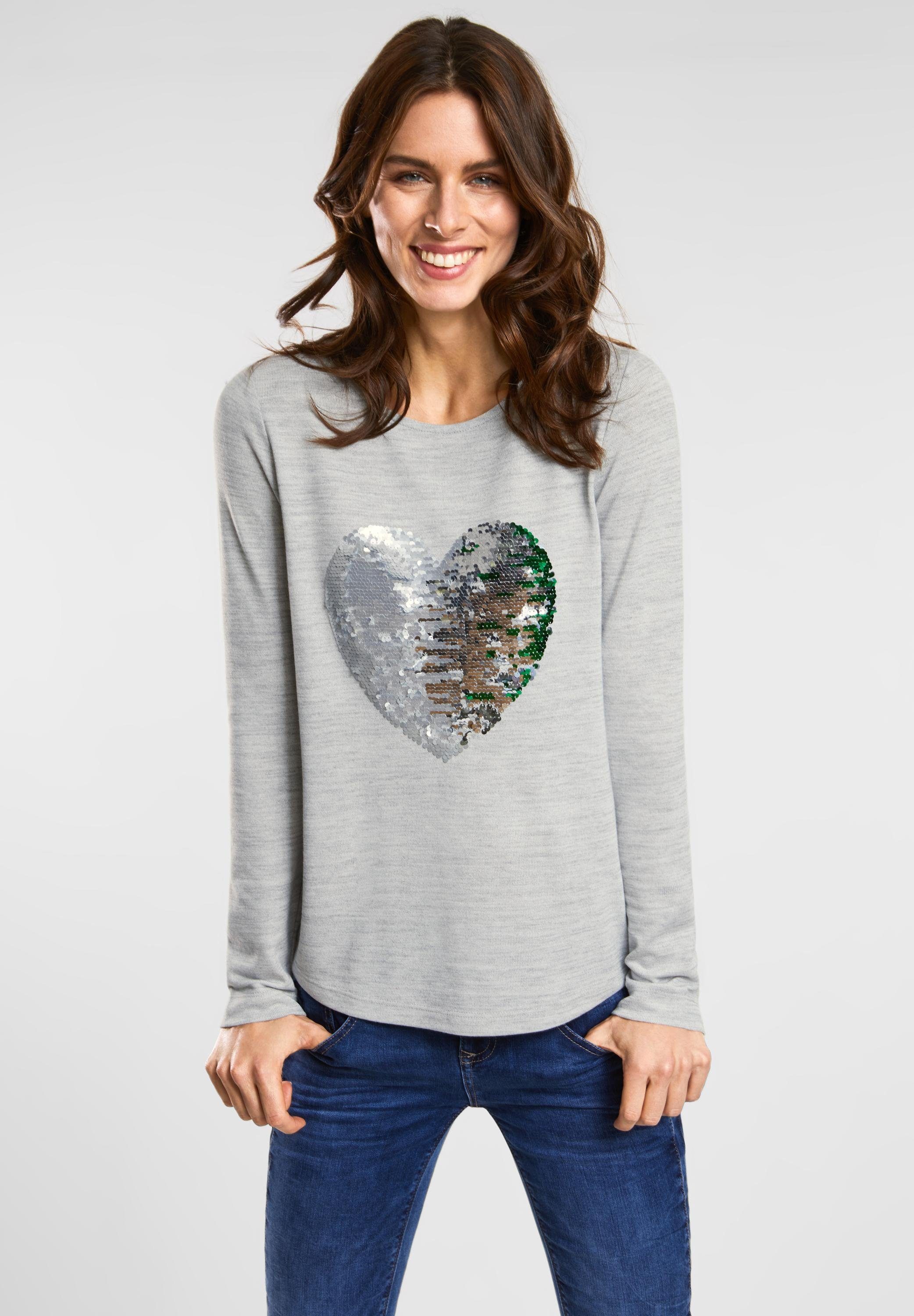 STREET ONE Langarmshirt, Mit schimmernden Pailletten online kaufen OTTO