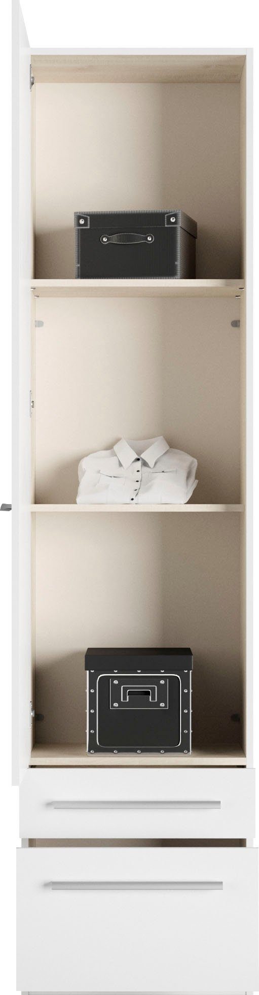 priess Kleiderschrank Schrank Garderobe Wäscheschrank Barcelona in 5 Breiten viel Stauraum, geräumige Schubkästen, mit Spiegel, MADE IN GERMANY – Bild 4 von 5