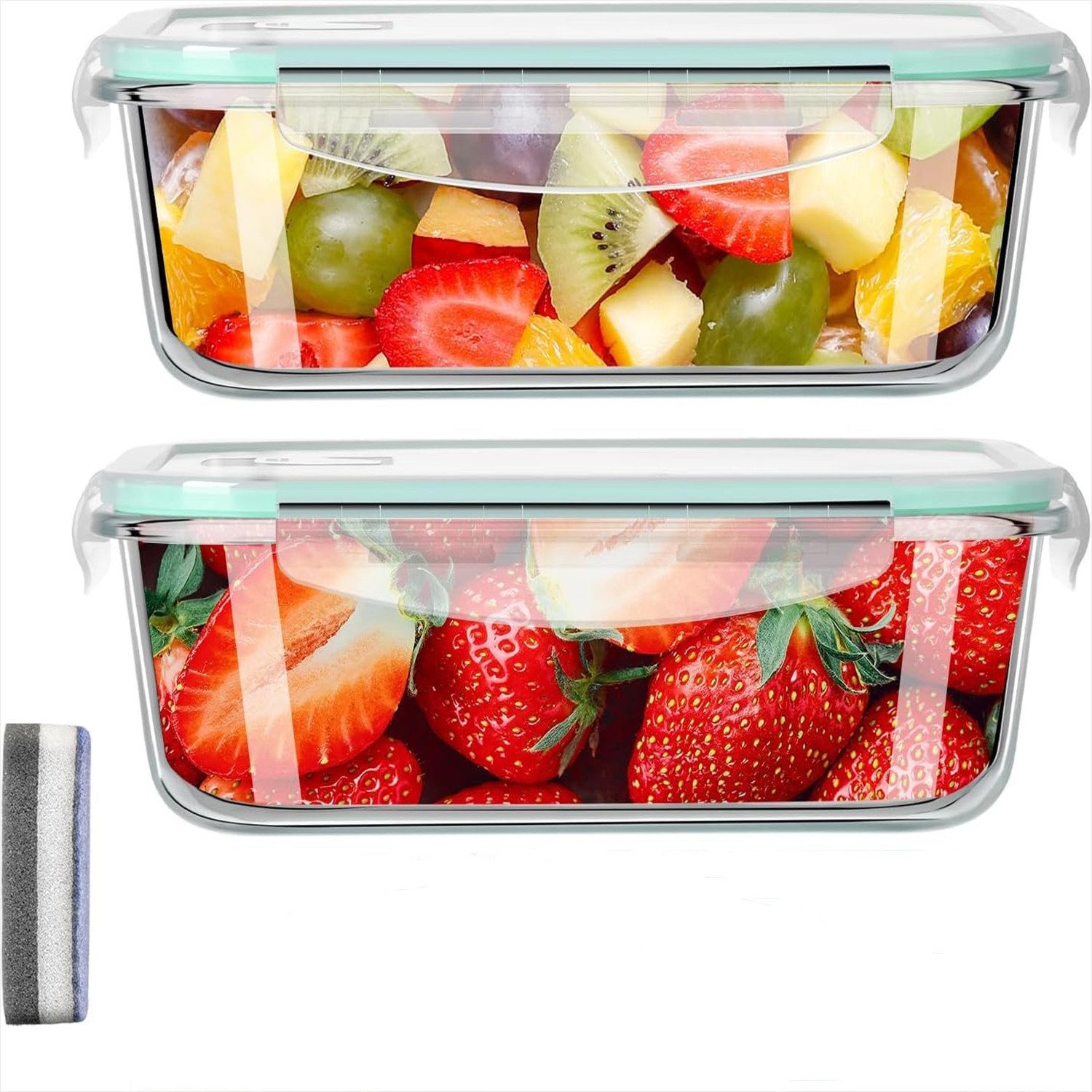 KingLux Aufbewahrungsbox 2Stk.640ml Frischhaltedosen Vorratsdosen Glas mit Deckel Set Stapelbar (2 St)