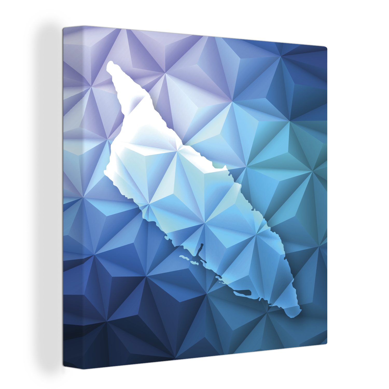 OneMillionCanvasses® Leinwandbild Eine Illustration von Dreiecken in der Form von Aruba, (1 St), Leinwand Bilder für Wohnzimmer Schlafzimmer