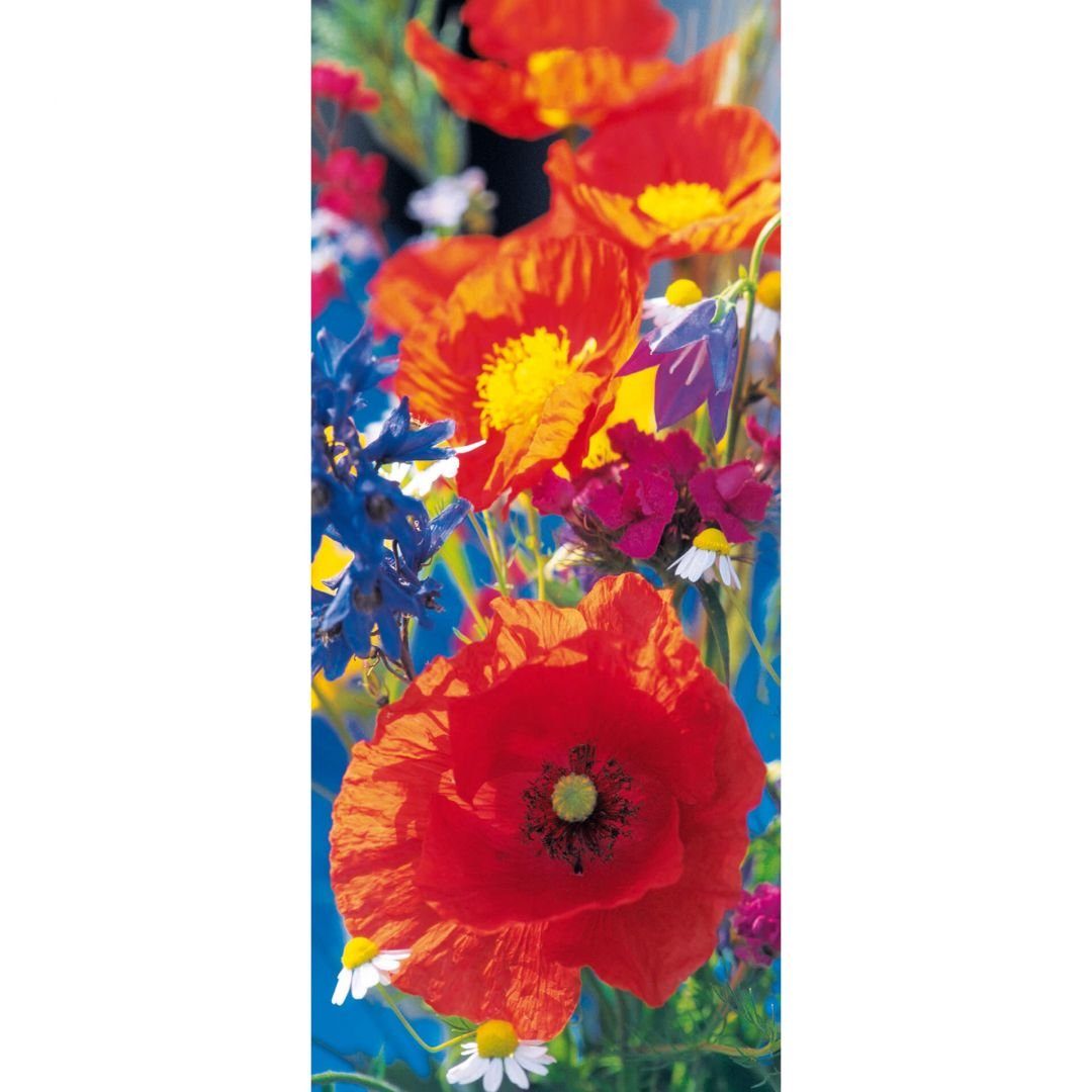 K&L Wall Art Fototapete Türtapete Mohnblumen Esszimmer Türdeko rote Blumen Küche, Wohnzimmer Bilder modern