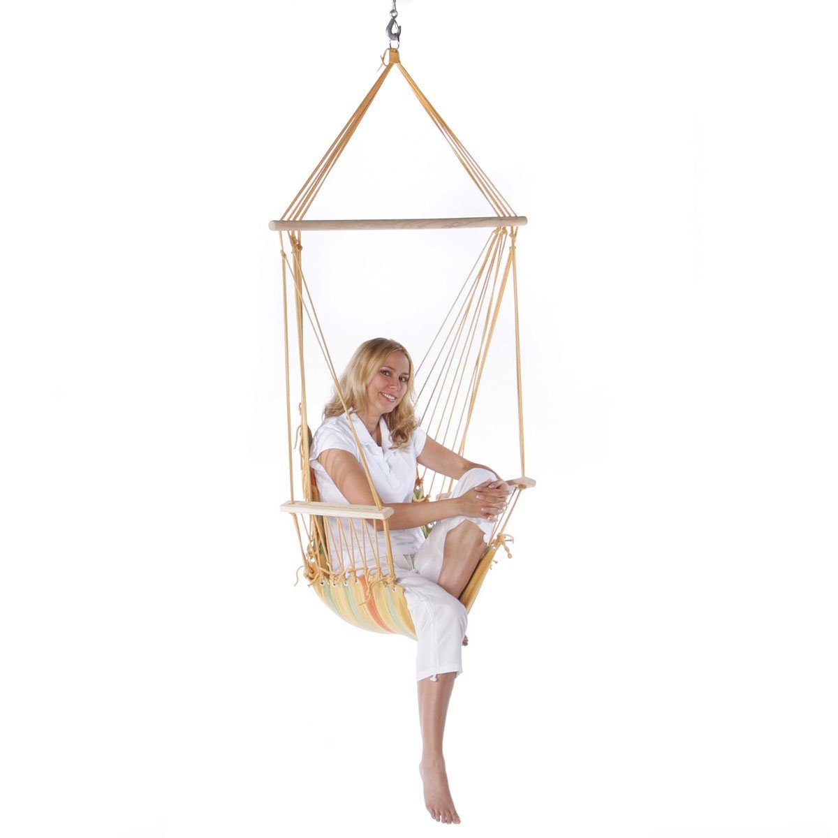 Feluna Hängesessel Hängesessel Comfort Swinging Chair (Indoor & Outdoor, bis 125 kg), Hängestuhl, Hängematte Gelb