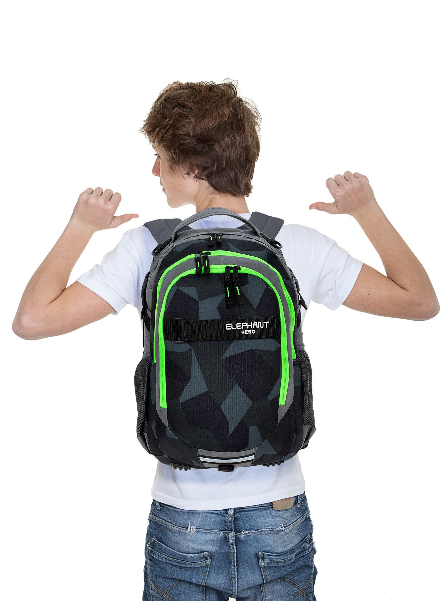 ELEPHANT Schulrucksack Hero Signature Schultasche (2 Teile Set), Rucksack + Mäppchen Box
