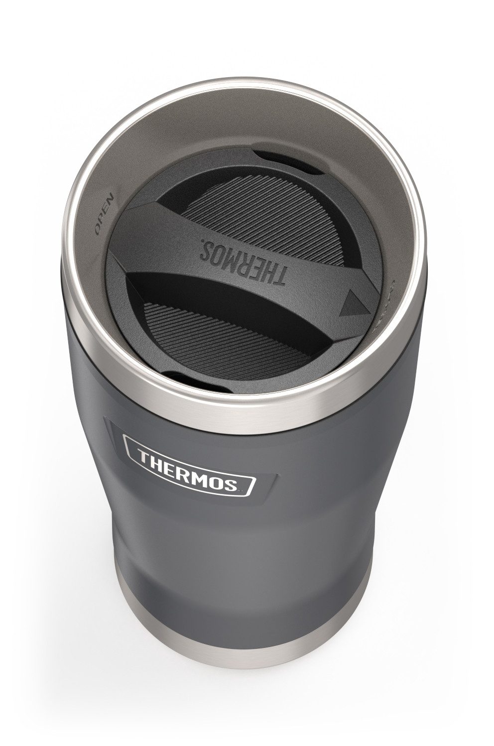 THERMOS Thermobecher ICON MUG, rutschfester Boden, 360° Trinkfunktion, spülmaschinenfest, 1-tlg., Edelstahl, Kunststoff, Silikon, 0,47l, 7h heiß & 22h kalt, absolut dicht, Dura-Seal-Deckel