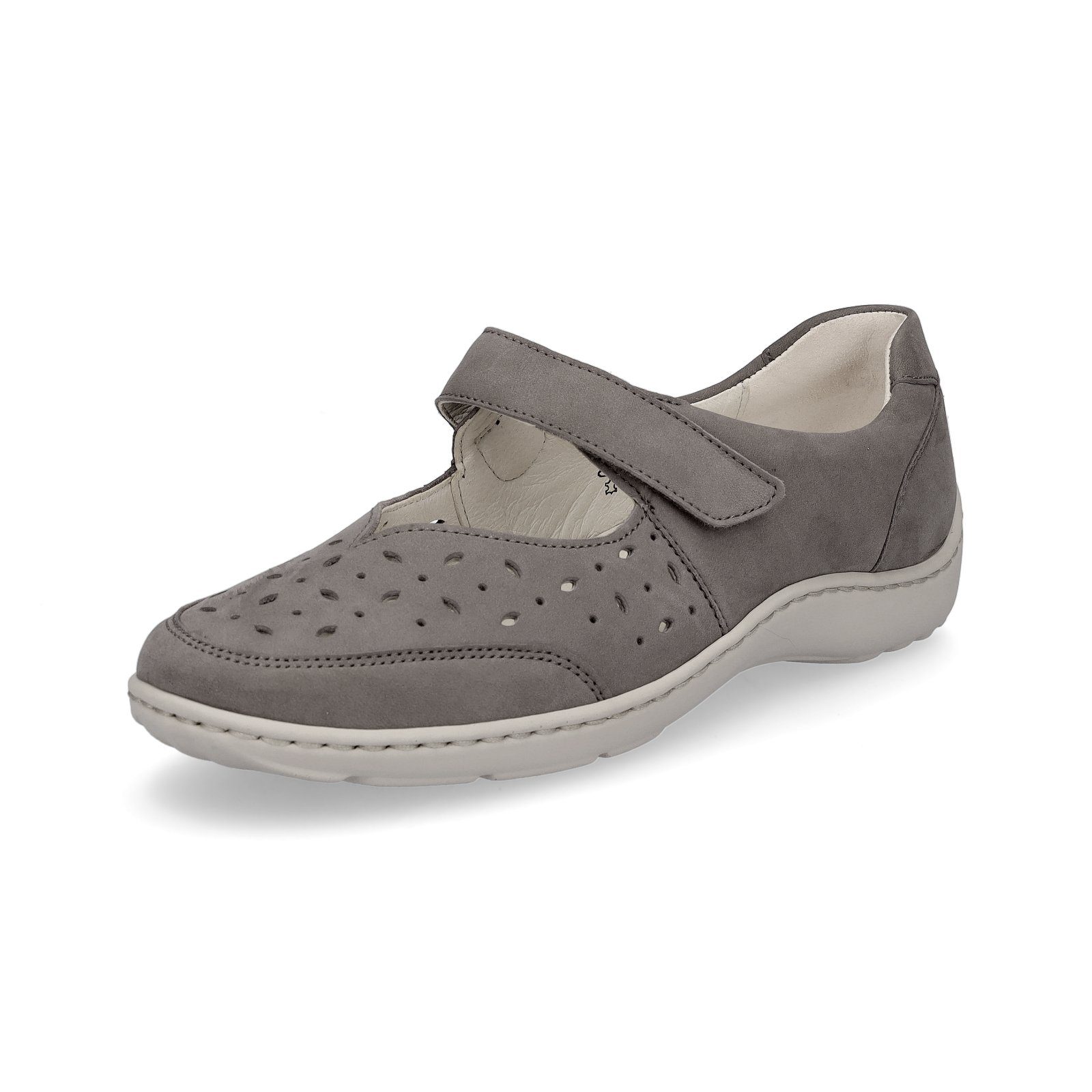 Waldläufer Damen Leder Klettschuh taupe Slipper