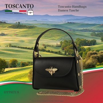 Toscanto Umhängetasche Toscanto Tasche schwarz Umhängetasche (Umhängetasche), Damen Umhängetasche Leder, schwarz, Größe ca. 19cm