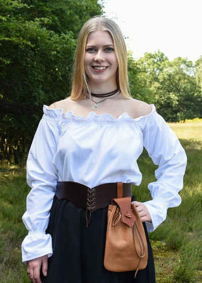 Battle Merchant Burgfräulein-Kostüm Markt-Mittelalter Bluse oder Piratenbluse Carmen Weiß Größe M