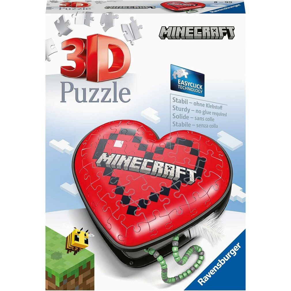 Ravensburger 3D-Puzzle RAVENSBURGER 3D-Puzzle Herz von Minecraft 54 Teile, Puzzleteile