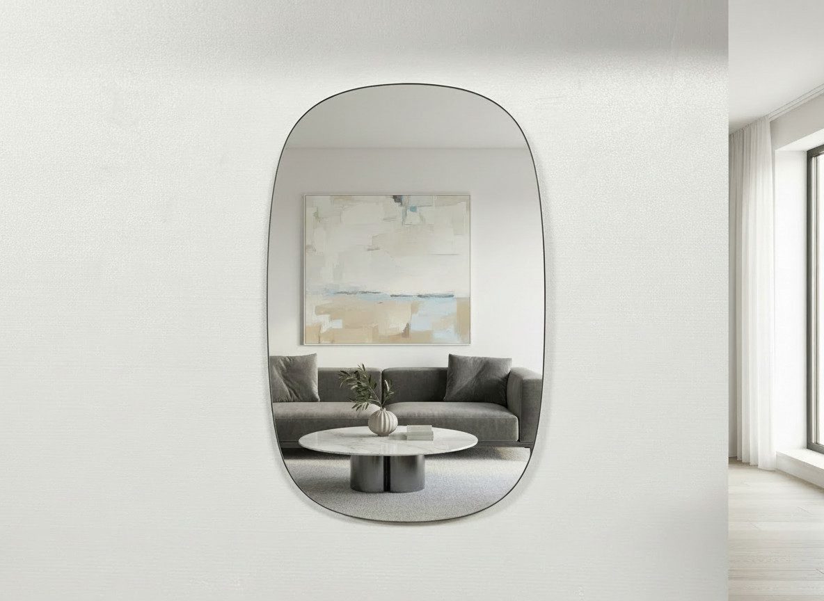 BOURGH Dekospiegel AMORA 80x50 cm handgefertigter Wandspiegel mit minimalistischem Rahmen, für Wohnzimmer, Schlafzimmer, Flur & Bad