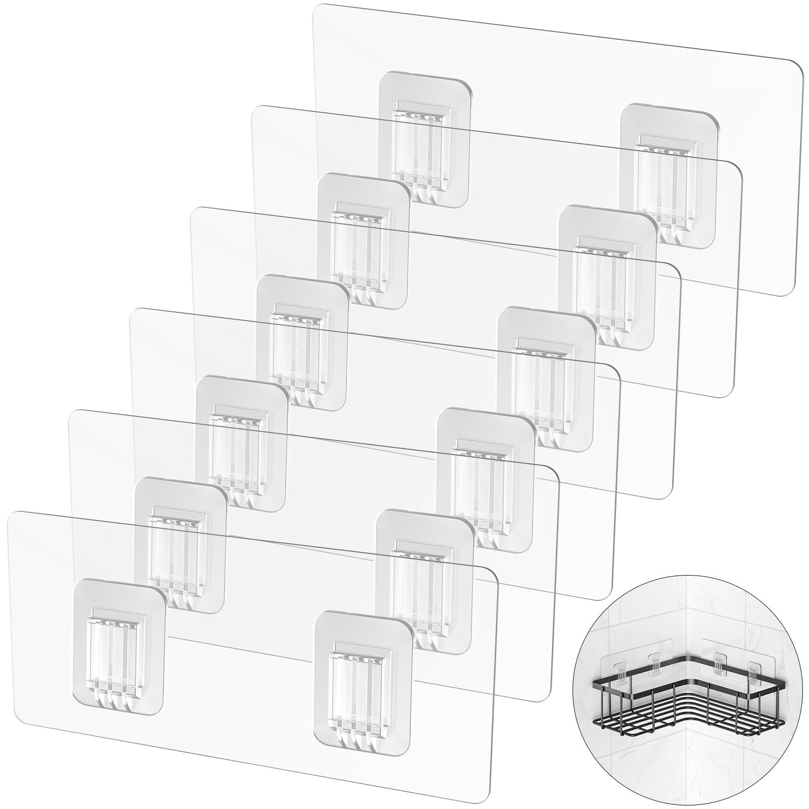 FOUORTUNATE-BEE Klebehaken 6er Set Duschregal Klebehaken, Ersatzhaken Selbstklebend Bad, (6-St), Wandhaken für Eck-Duschablage, Badregal, Dusche und Küche