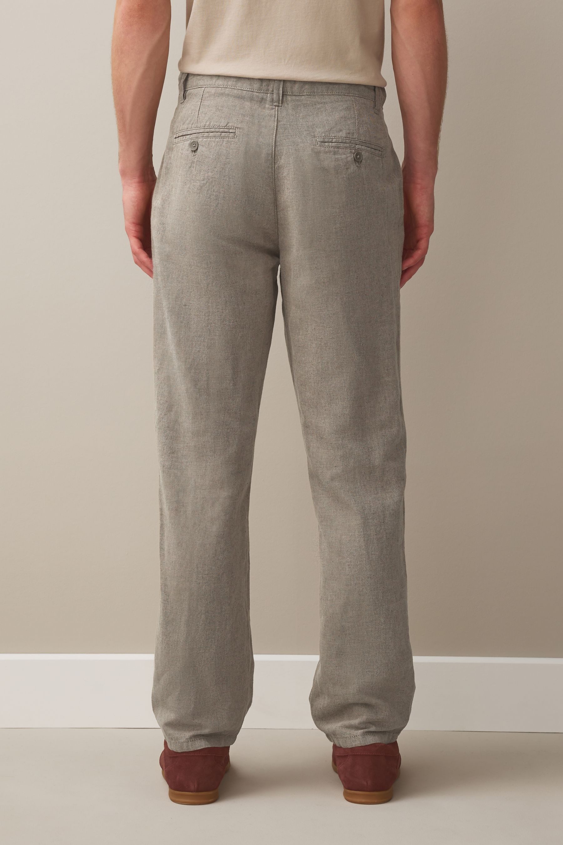 Next Chinohose Slim Fit Chinohose aus Baumwoll-Leinengemisch (1-tlg)