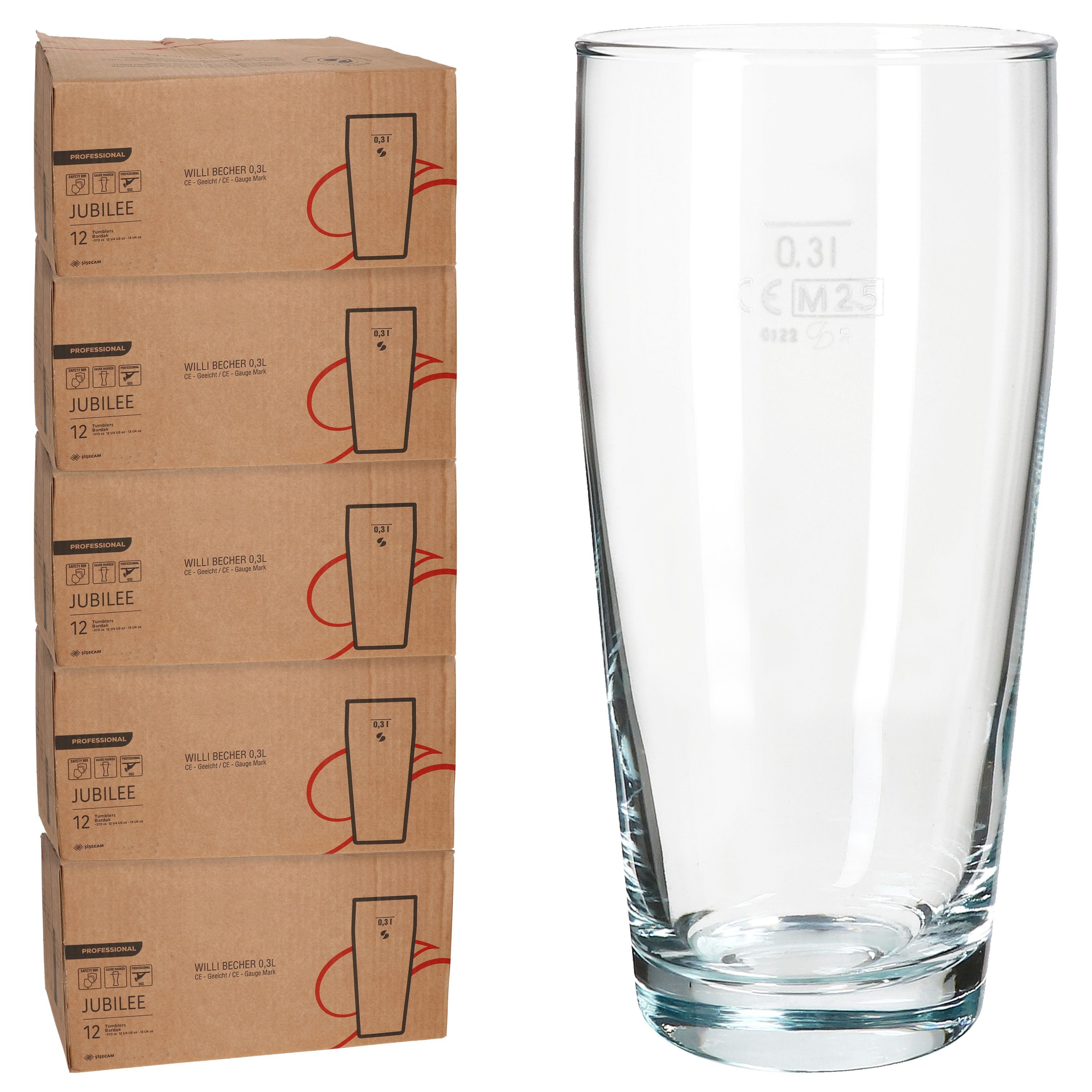 MamboCat Bierglas MamboCat 60er Set Willibecher 0,3 L geeicht Bierglas Trinkglas Drinks, Glas