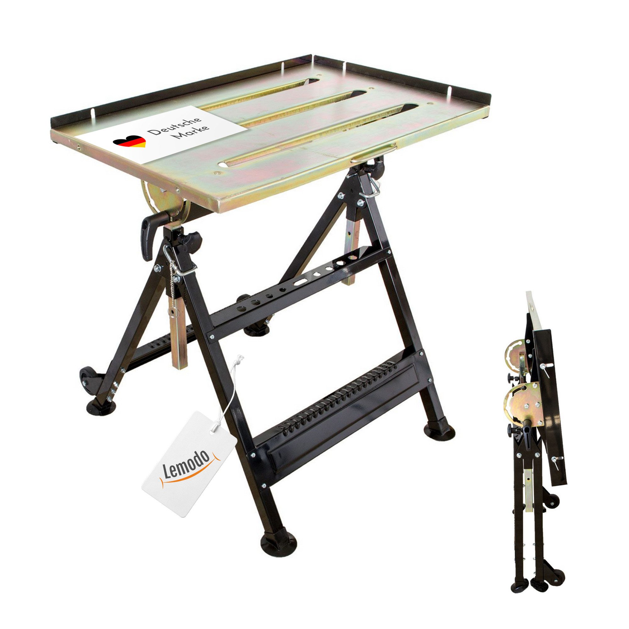 Lemodo Werkbank Schweißtisch höhenverstellbar und klappbar, (Stück), stufenlose Neugung bis 90°