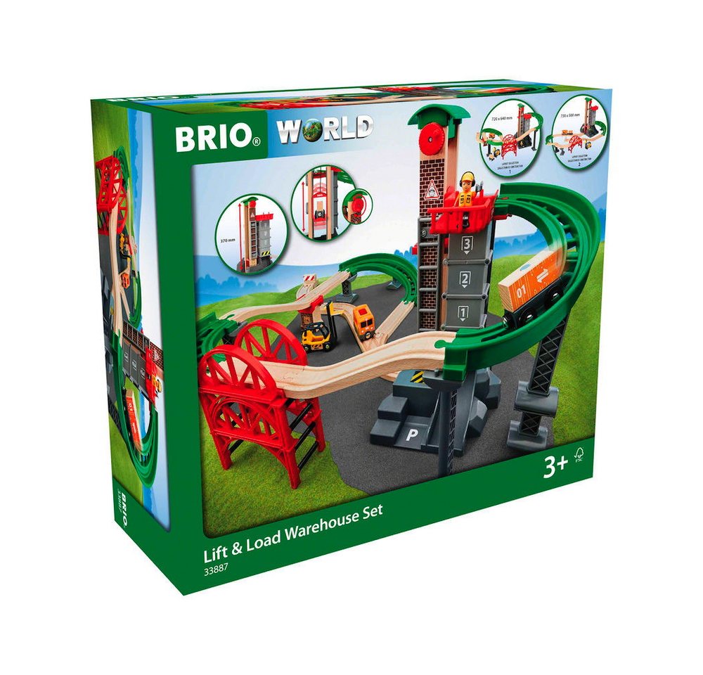 BRIO® Spielzeugeisenbahn-Set World Eisenbahn Set Großes Lagerhaus-Set mit Aufzug 32 Teile 33887