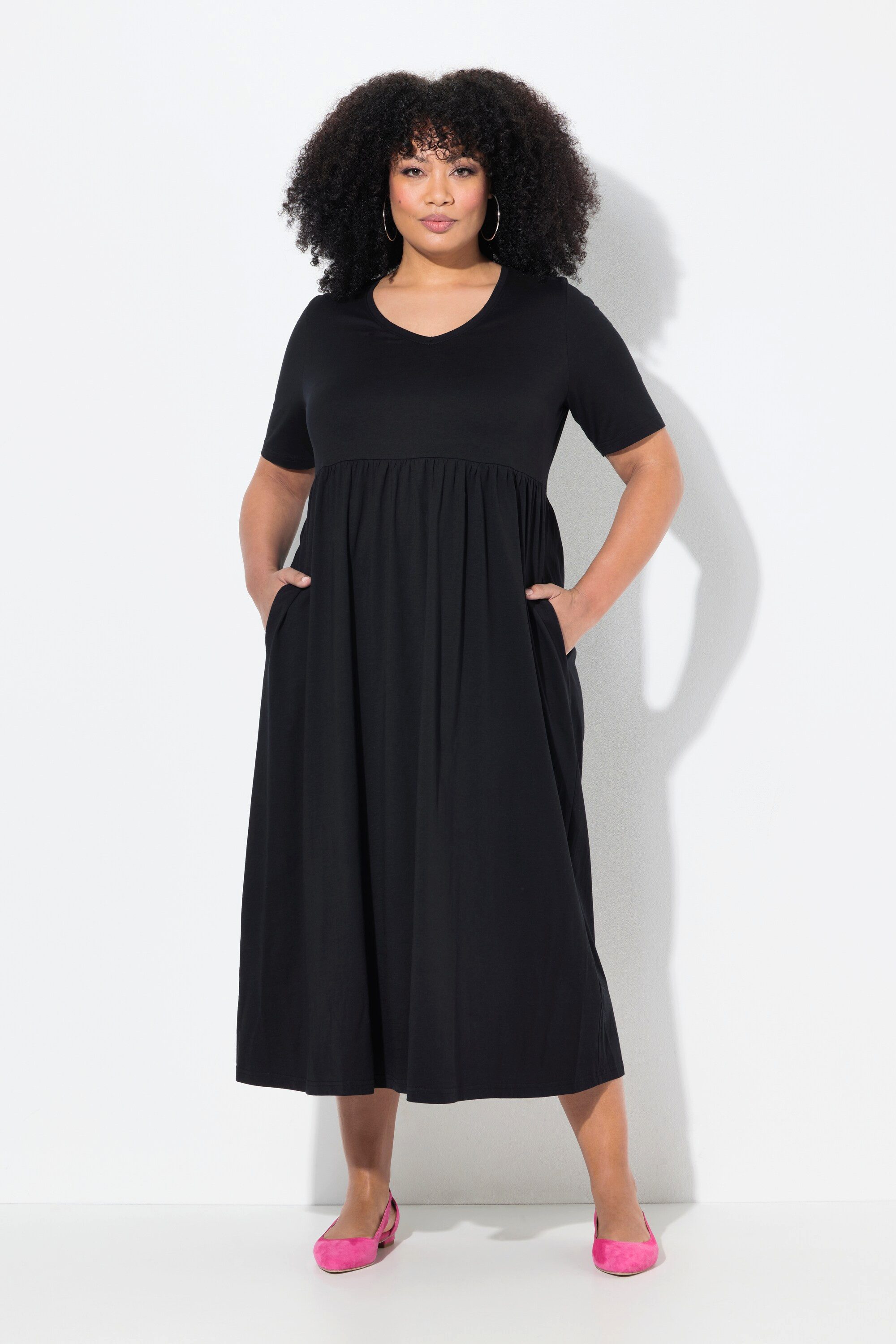 Ulla Popken Maxikleid Maxikleid A-Linie V-Ausschnitt günstig online kaufen