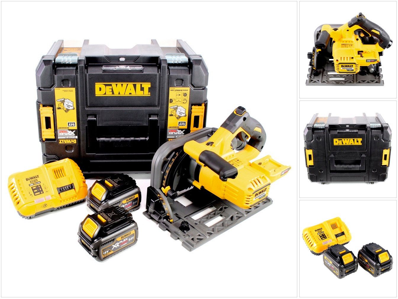 DeWalt Kompakt-Handkreissäge DCS 520 T2 Akku Tauchsäge 54 V Flexvolt 165 mm + 2x Akku 6,0 Ah + Lad