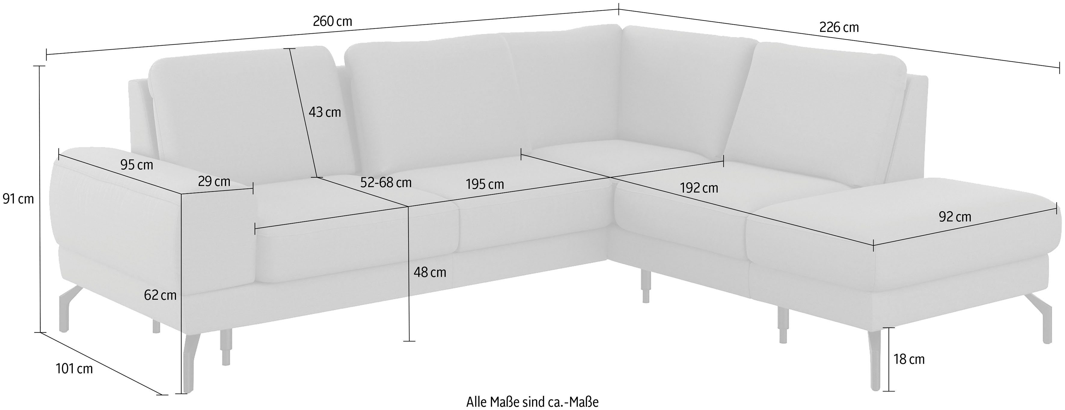 Sitzhöhe Federkern, inklusive 48 sit&more und cm Cinturo, Ecksofa Sitztiefenverstellung