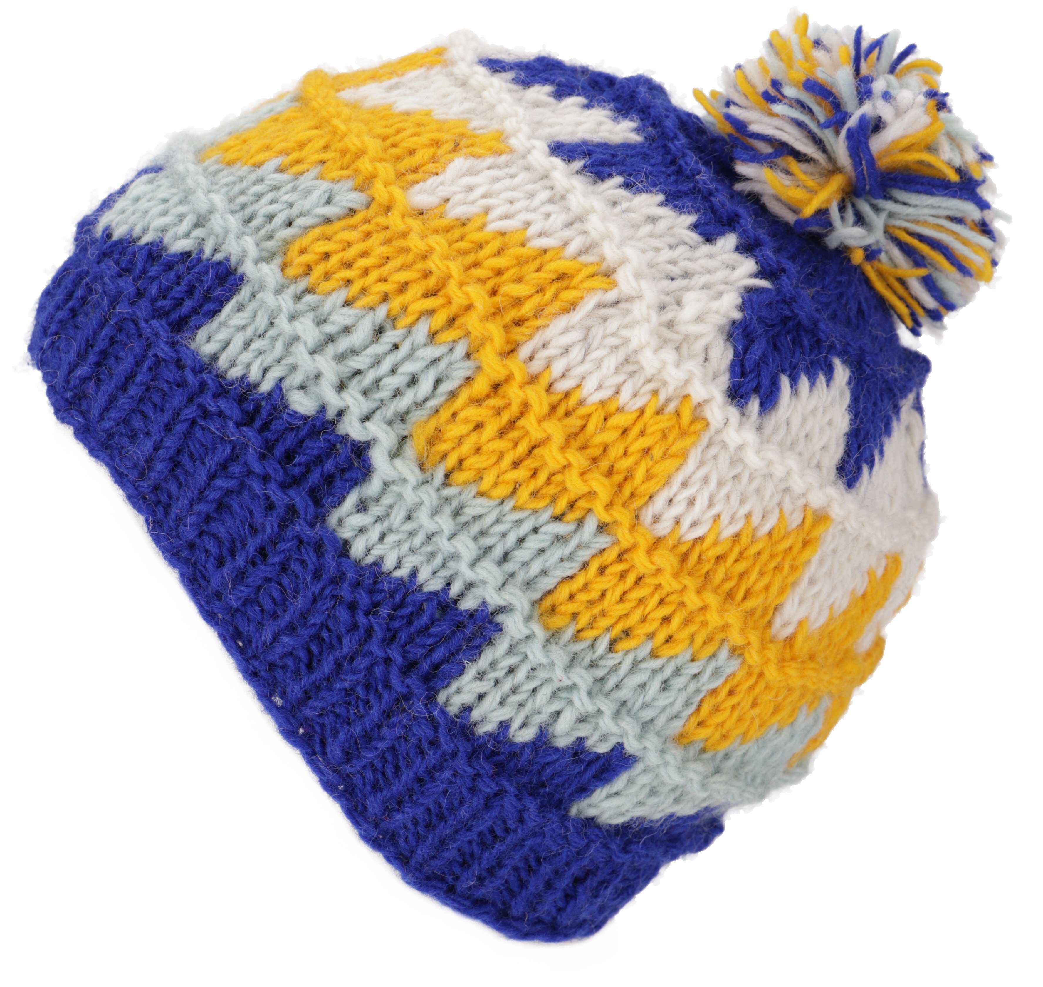 Strickmütze Beanie Mütze, Bommelmütze aus Nepal,..