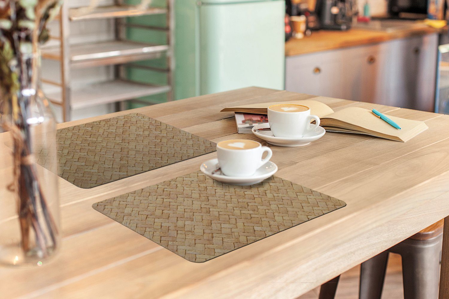 MuchoWow Platzset Muster - Beige - Rattan-Druck, (6-St), Platzsets, Tischset, Abwaschbar, Tischsets, Platzdeckchen – Bild 3 von 5
