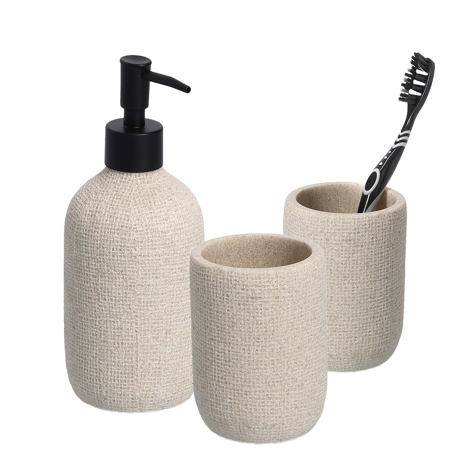 Zeller Present Badaccessoire-Set 3-teiliges Badaccessoire-Set Natural günstig online kaufen