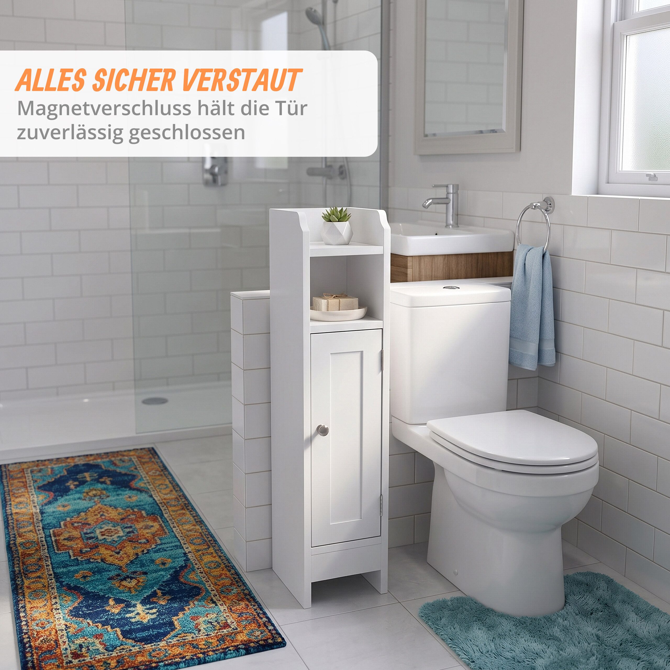 relaxdays Midischrank Weißer Badezimmerschrank (1-St) – Bild 3 von 5
