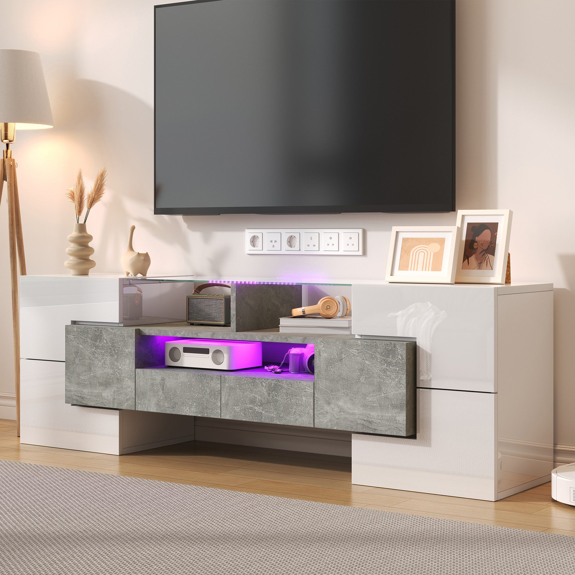 Merax TV-Schrank Hochglanz (1-St) Lowboard mit günstig online kaufen