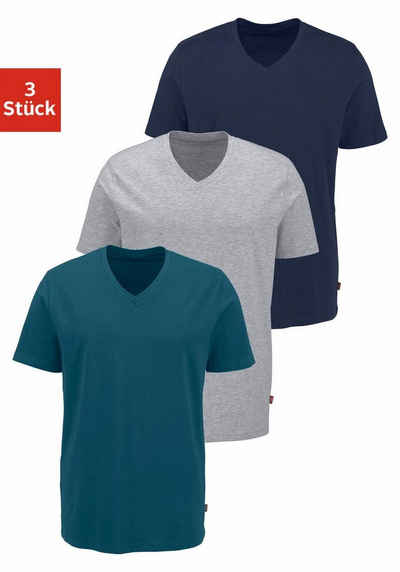 Bruno Banani T-Shirt (3er-Pack) mit V-Ausschnitt, perfekte Passform, aus elastischer Baumwolle